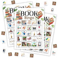 Tranfvging book bingo cards with colorful bookshelf patterns for engaging group play