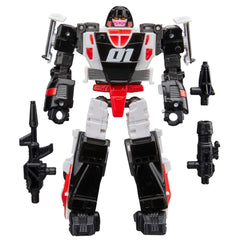 Transformers Age of the Primes Decepticon Crasher on display stand.