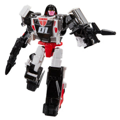 Transformers Age of the Primes Decepticon Crasher in robot mode ready for action poses.