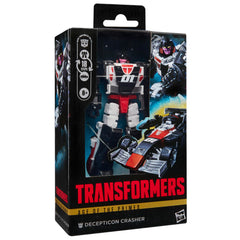 Transformers Age of the Primes Decepticon Crasher in sports car mode with blaster attached.