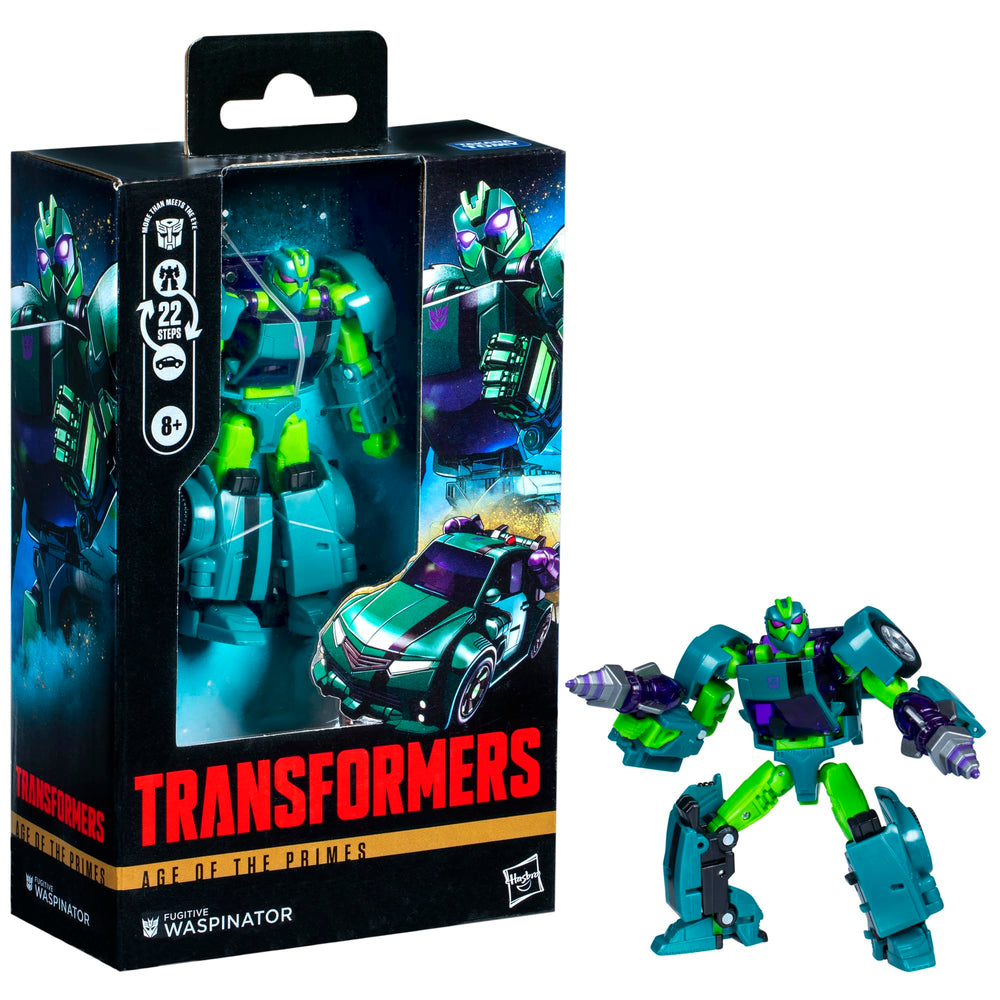 Transformers Fugitive Waspinator blaster accessories enhance battle-ready play.