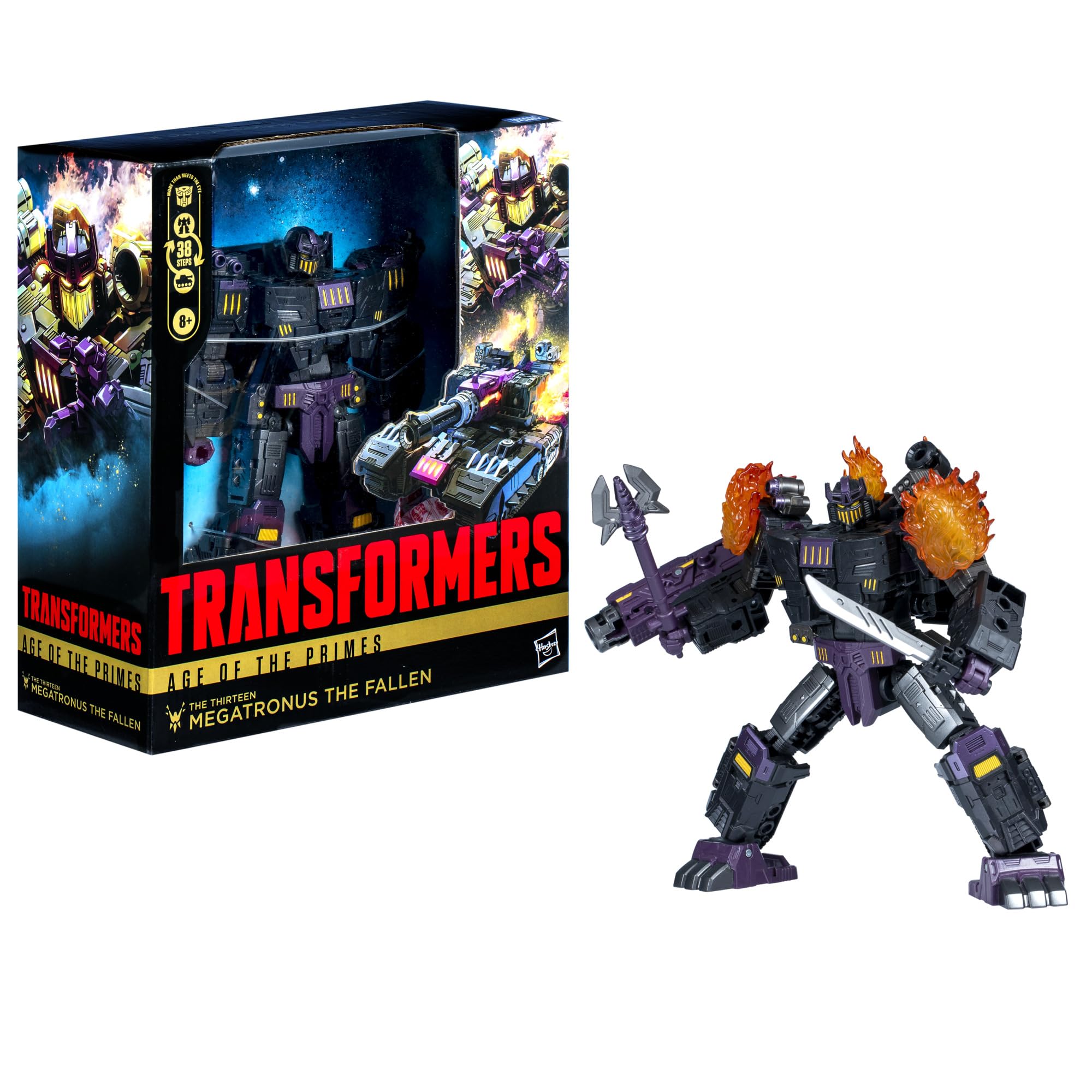 Requiem blaster and staff mace enhance pretend battles with Megatronus the Fallen