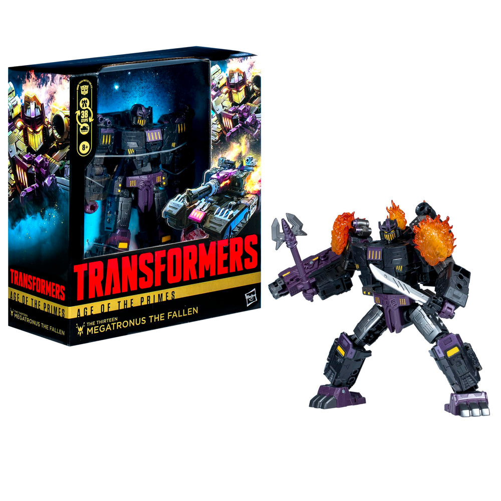 Requiem blaster and staff mace enhance pretend battles with Megatronus the Fallen