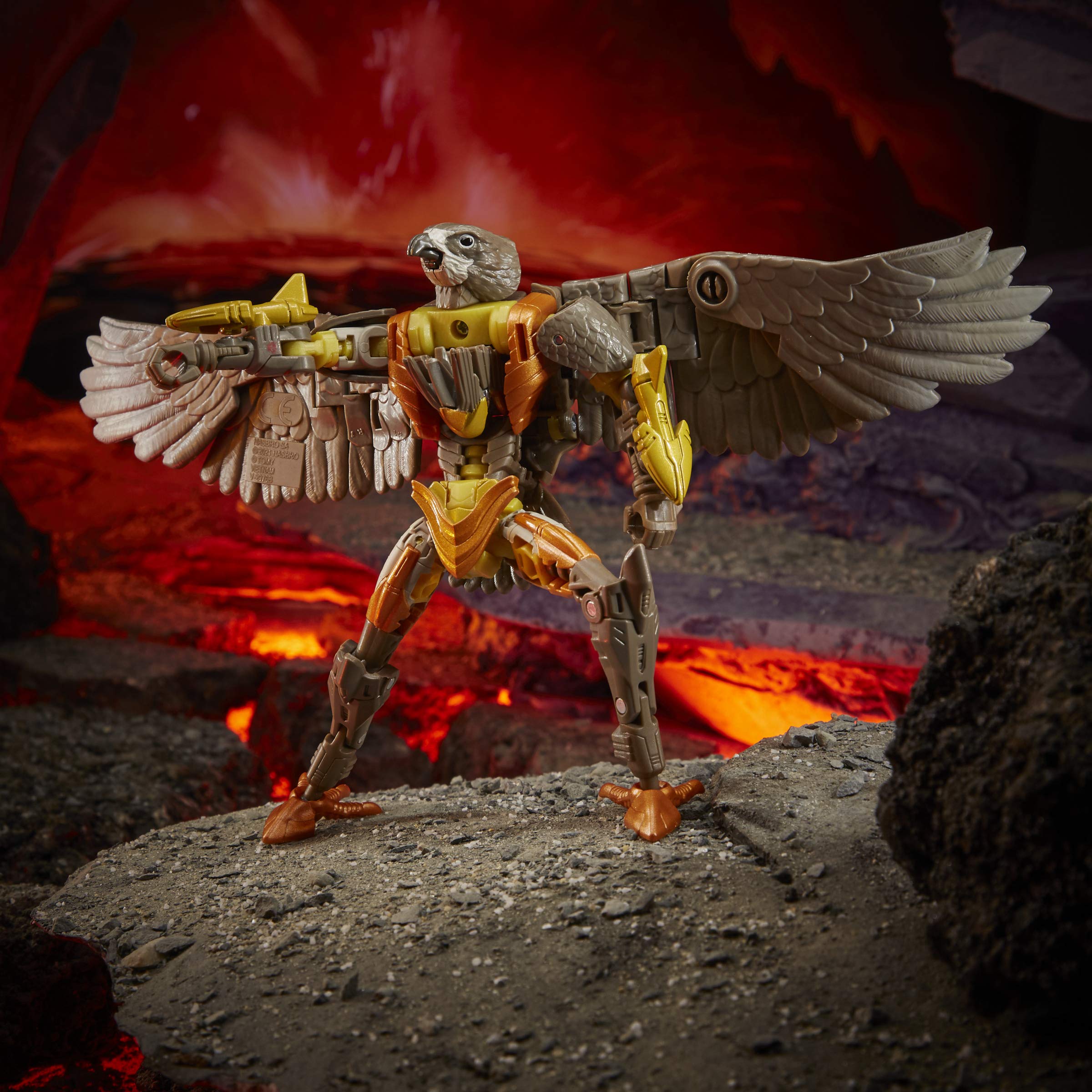 Transformers Airazor converts to Beast Wars falcon mode in 22 steps