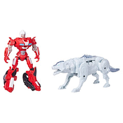 Transformers Arcee and Silverfang in hero battle stance for dynamic play.
