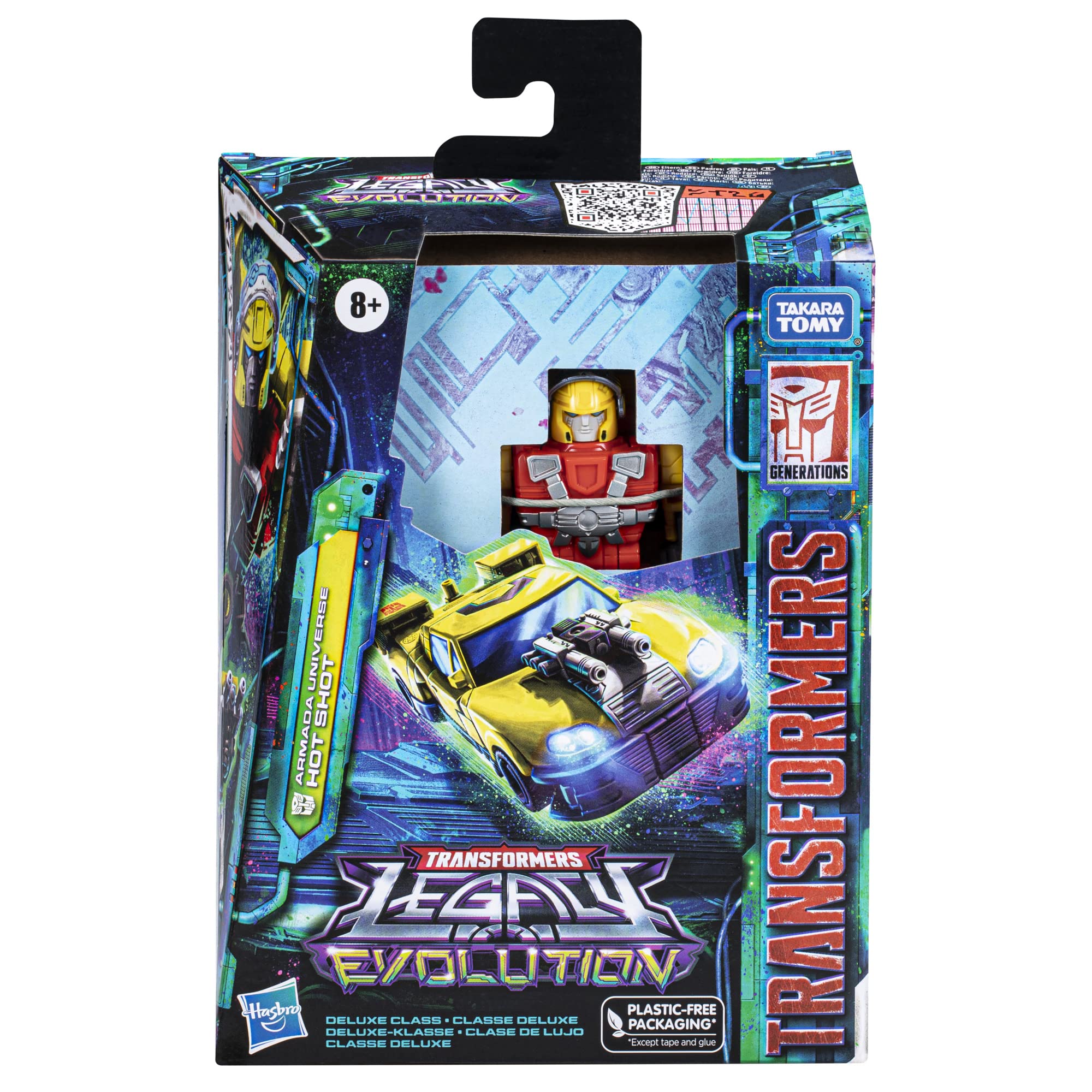 Transformers Armada Hot Shot in racecar mode speeding into action.