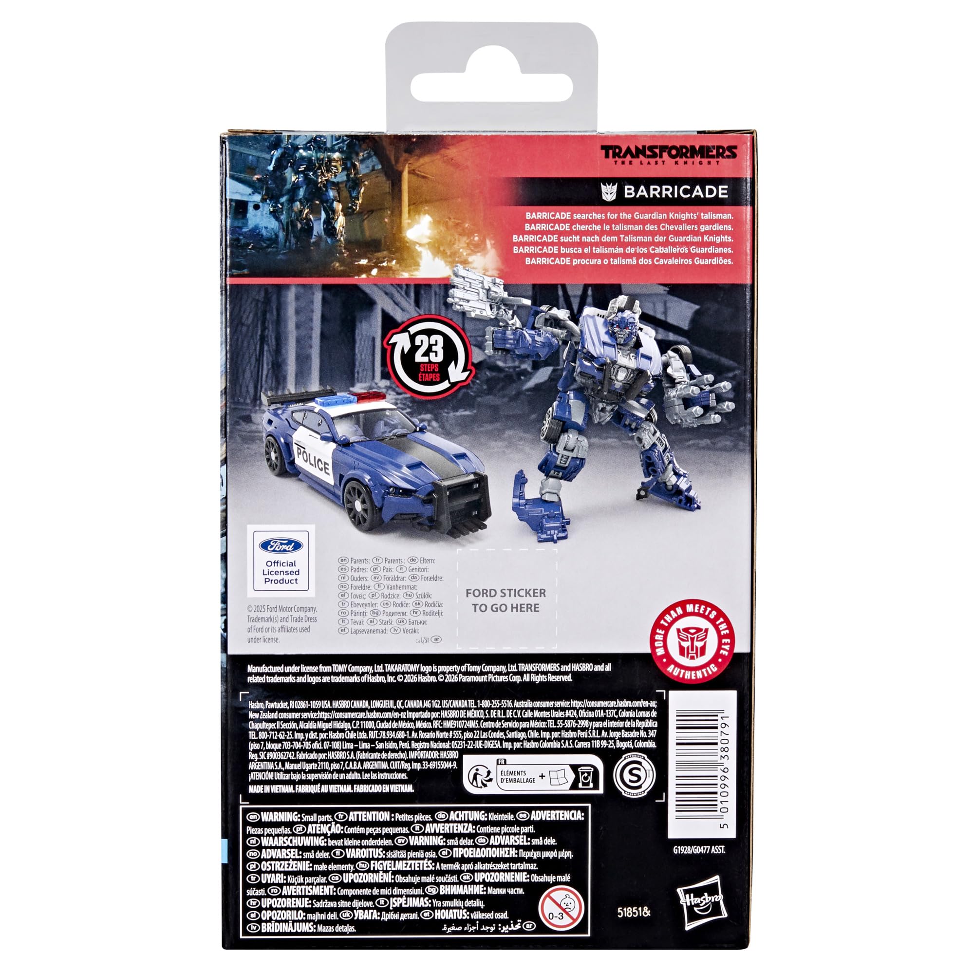 Transformers Barricade Studio Series accessories attachable in both modes for extended play