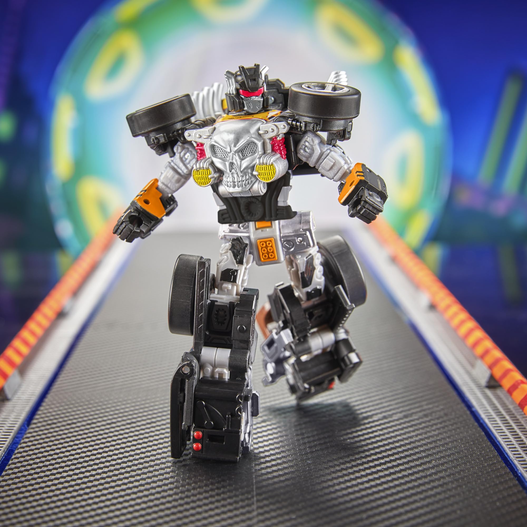 Bone Shaker car mode with flame deco for dynamic play sessions