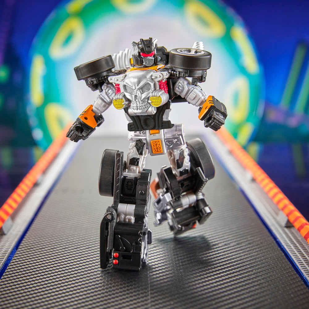 Bone Shaker car mode with flame deco for dynamic play sessions