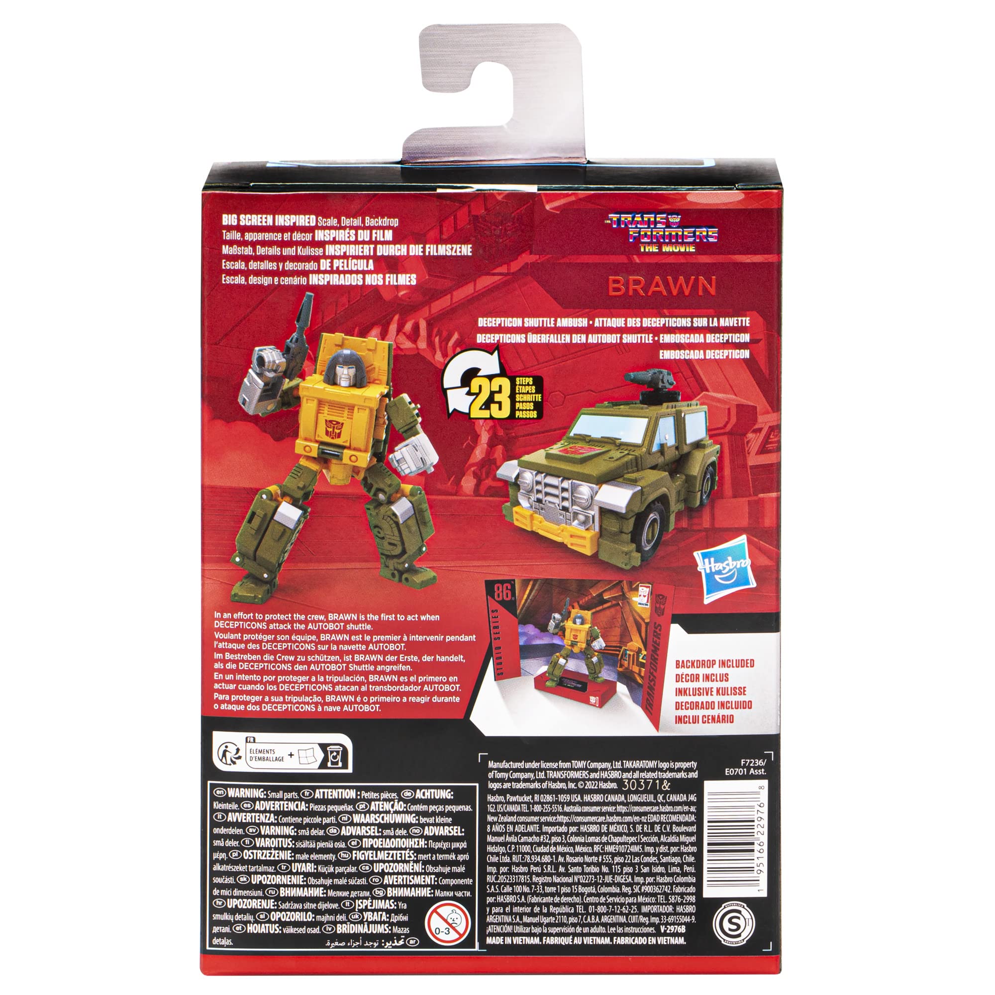 Transformers Brawn packaging display showing collectible figure details.