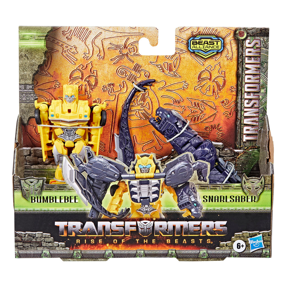 Transformers Bumblebee in robot to Camaro mode offers dynamic display and play action.
