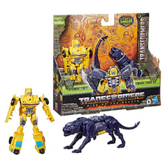 Transformers Bumblebee and Snarlsaber packaging image aids shopper recognition.
