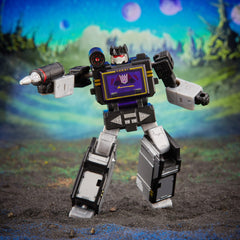 Transformers Buzzsaw cassette accessory fits inside Soundblaster for authentic play.