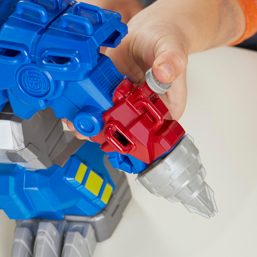 Transformers Dinobot Adventures 9-inch scale Optimus Prime figure for small-handed play.