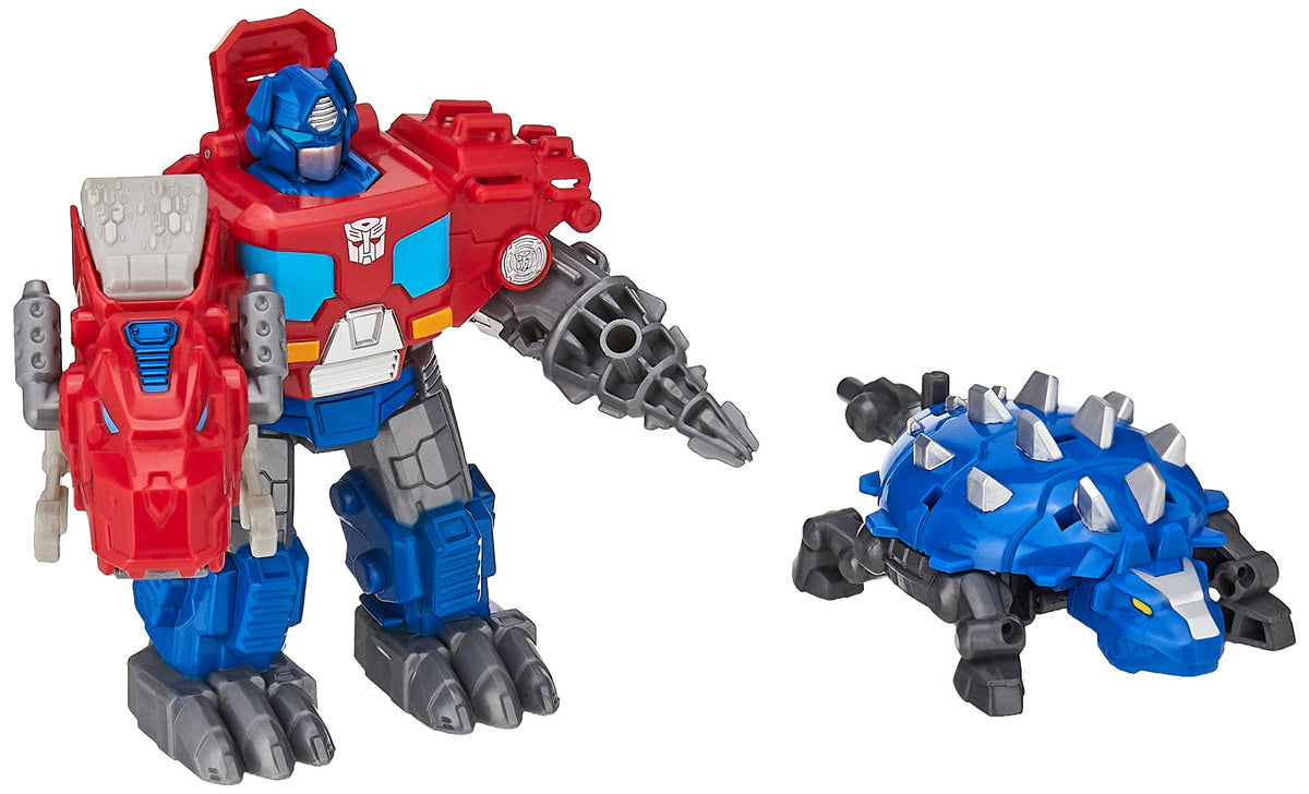 Transformers Dinobot Adventures Optimus Prime back-chomping action promotes dynamic play.