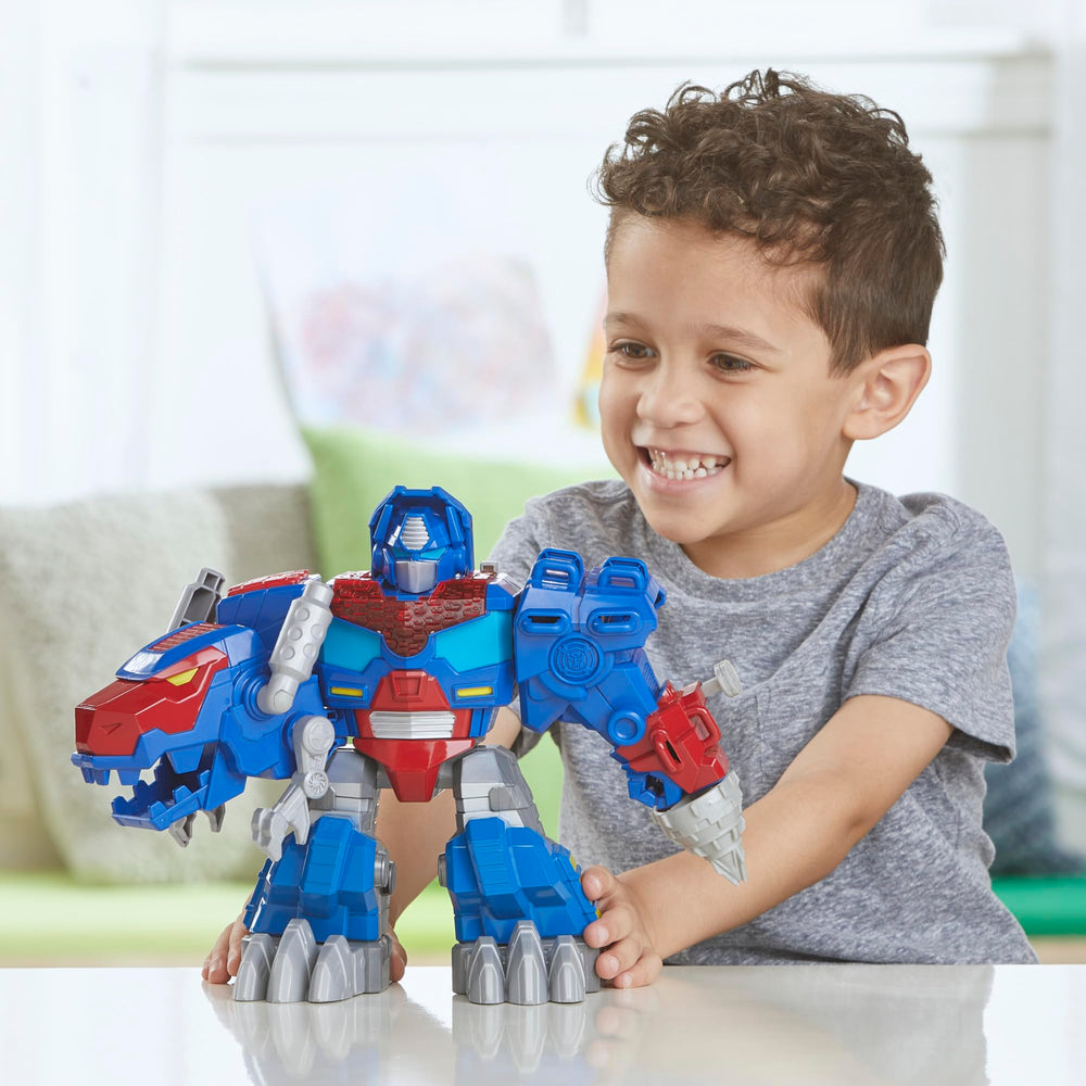Transformers Dinobot Adventures Optimus Prime lights and sounds for immersive action moments.