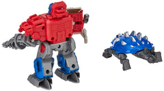 Transformers Dinobot Adventures Optimus Prime transforming pose sparks imaginative battles.