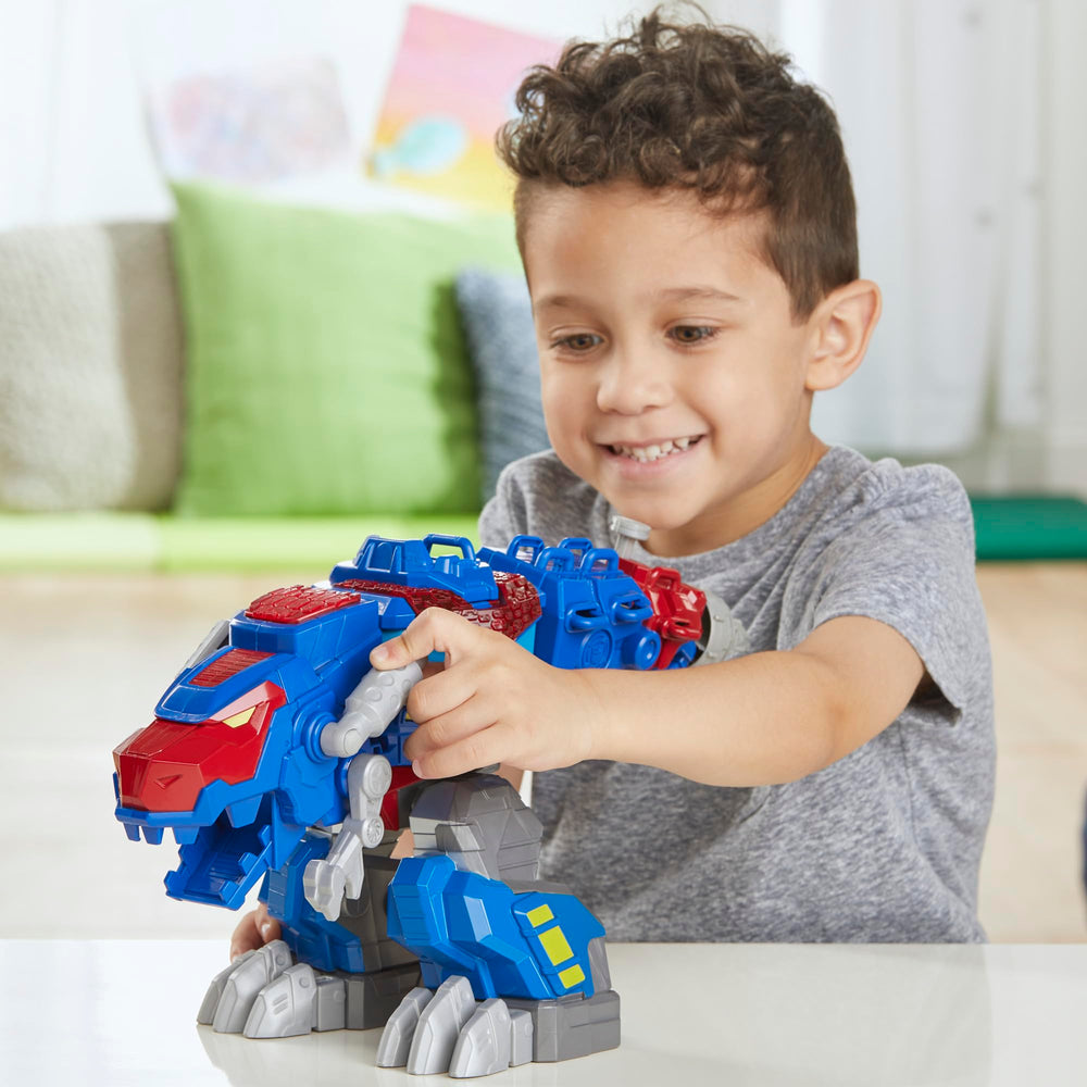 Transformers Dinobot Adventures Optimus Prime T-Rex chomping action evokes thrilling battles.