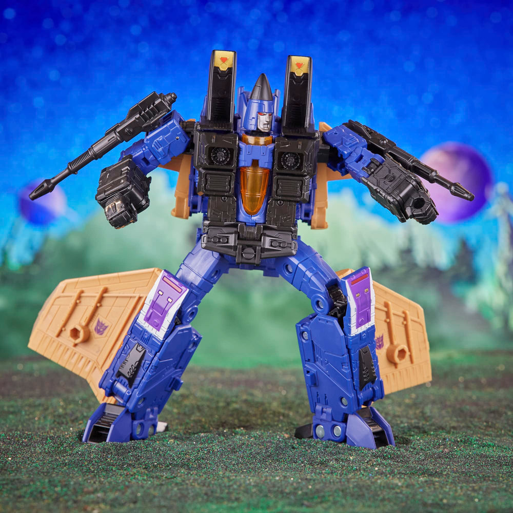 Transformers Dirge 7-inch action figure fits display shelves for play and collection.