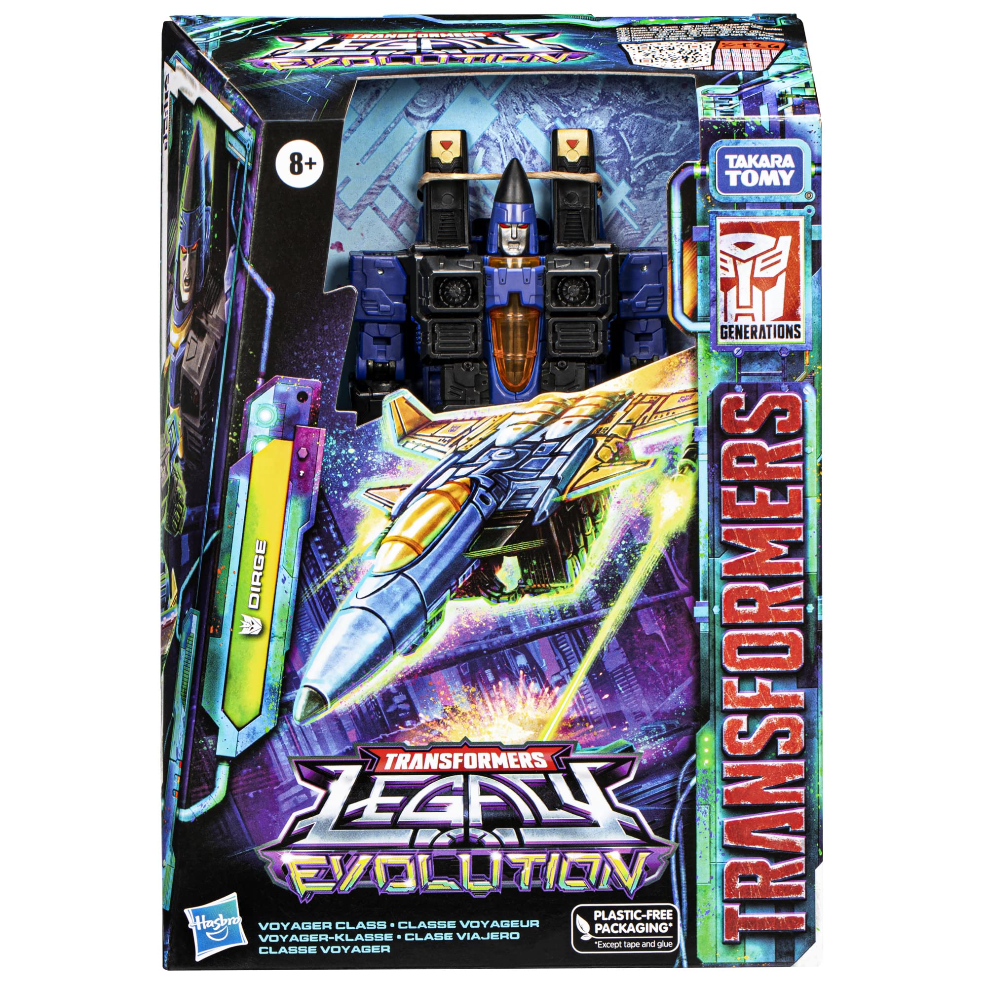 Transformers Dirge jet mode showcasing flight-ready design for aerial play.