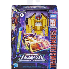 Dragstrip shown as the right arm in a Menasor combiner with other Legacy figures.