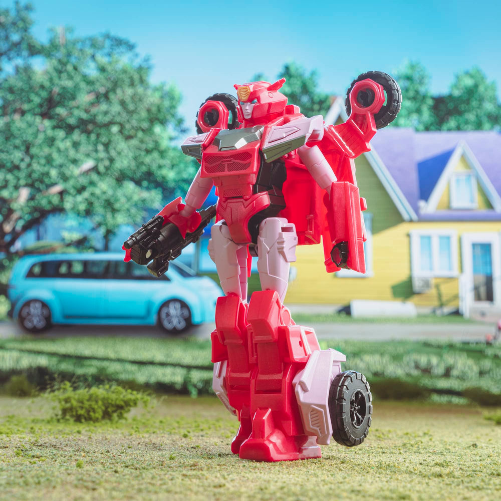 Transformers EarthSpark Elita-1 converting to a 4-wheel drive truck for imaginative play.
