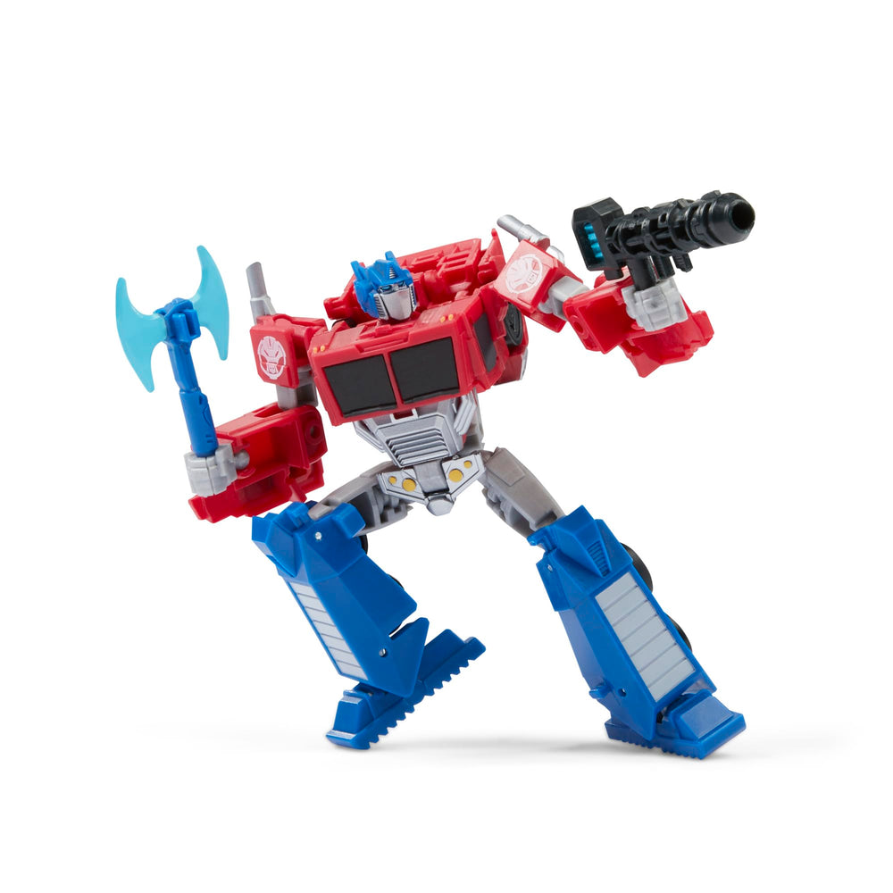 Transformers EarthSpark Optimus Prime with cannon and axe accessories