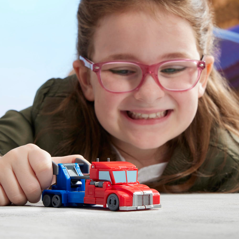 Transformers EarthSpark Optimus Prime inspires kid-friendly transforming play.