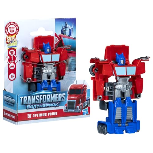 Transformers EarthSpark Optimus Prime packaging close-up with logos.