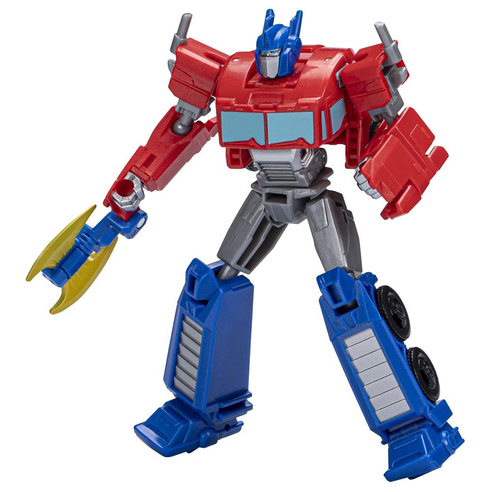 Transformers EarthSpark Optimus Prime robot-mode action figure, 5-inch tall, ideal for imaginative play.