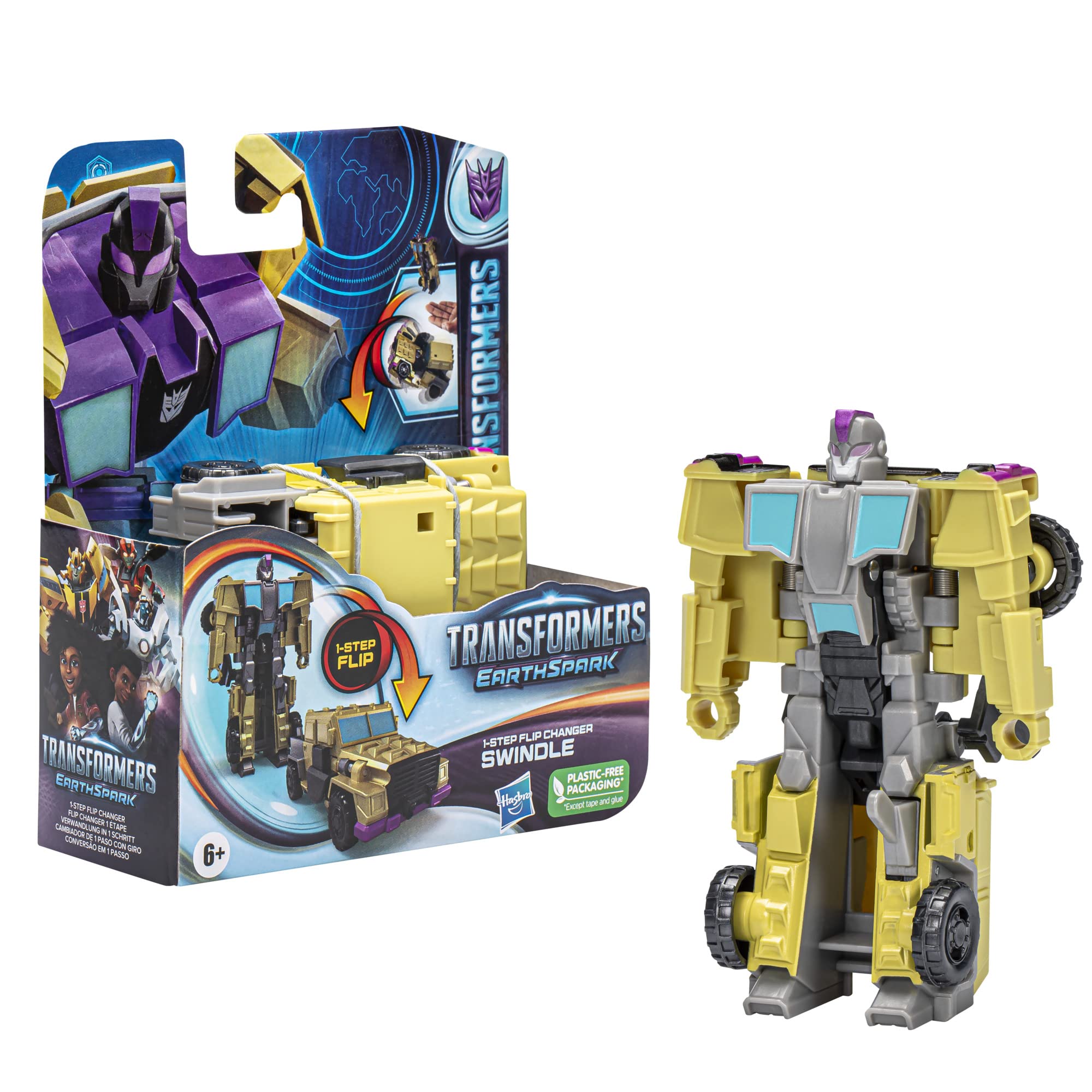 Transformers EarthSpark Swindle back-to-robot flip enables quick replays.