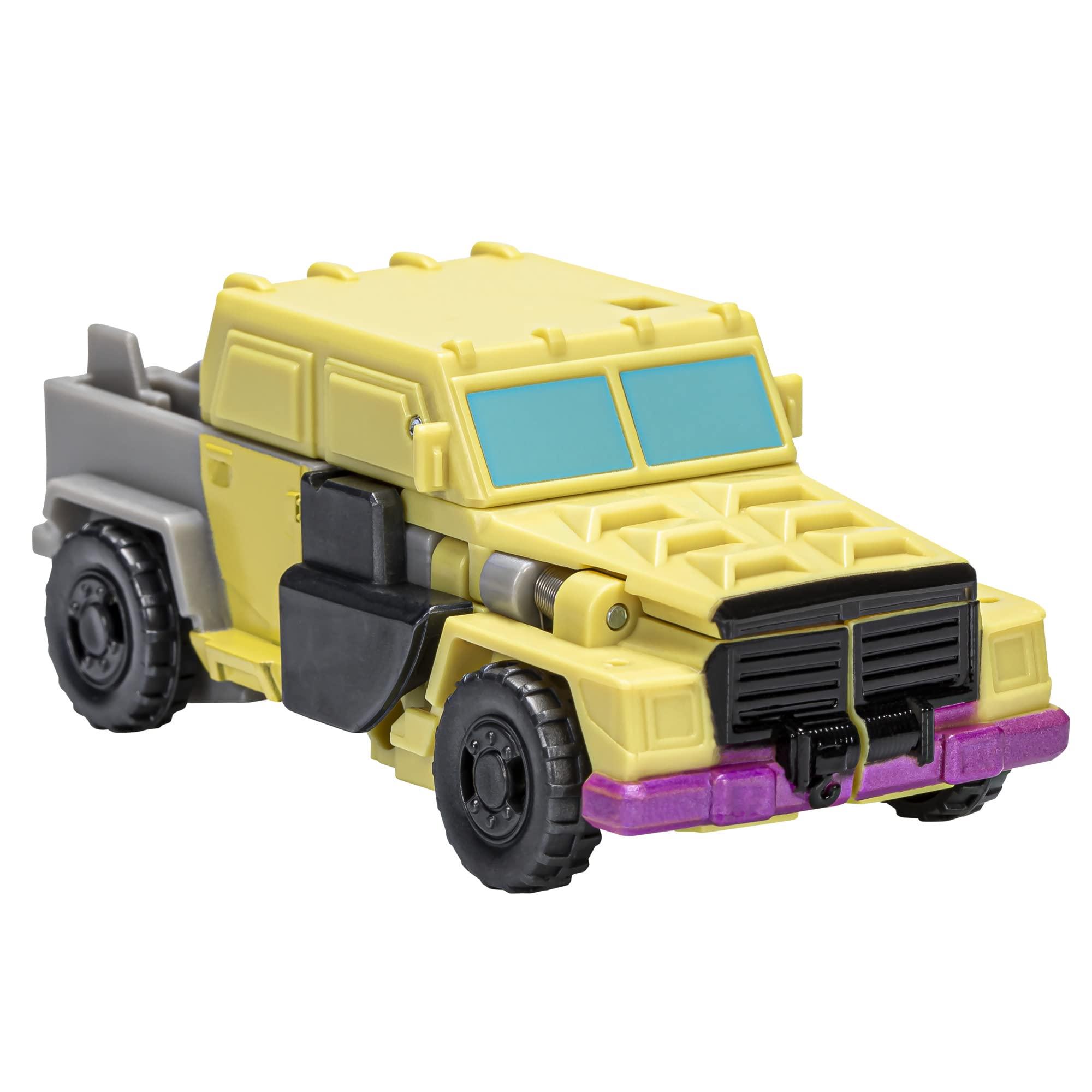 Transformers EarthSpark Swindle landing in truck mode with satisfying snap.