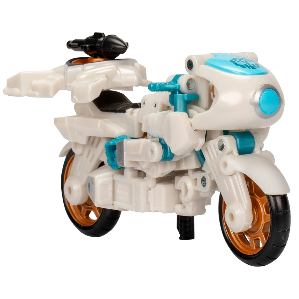 Transformers EarthSpark Terran Thrash motorcycle mode delivering rolling wheels for dynamic storytelling.