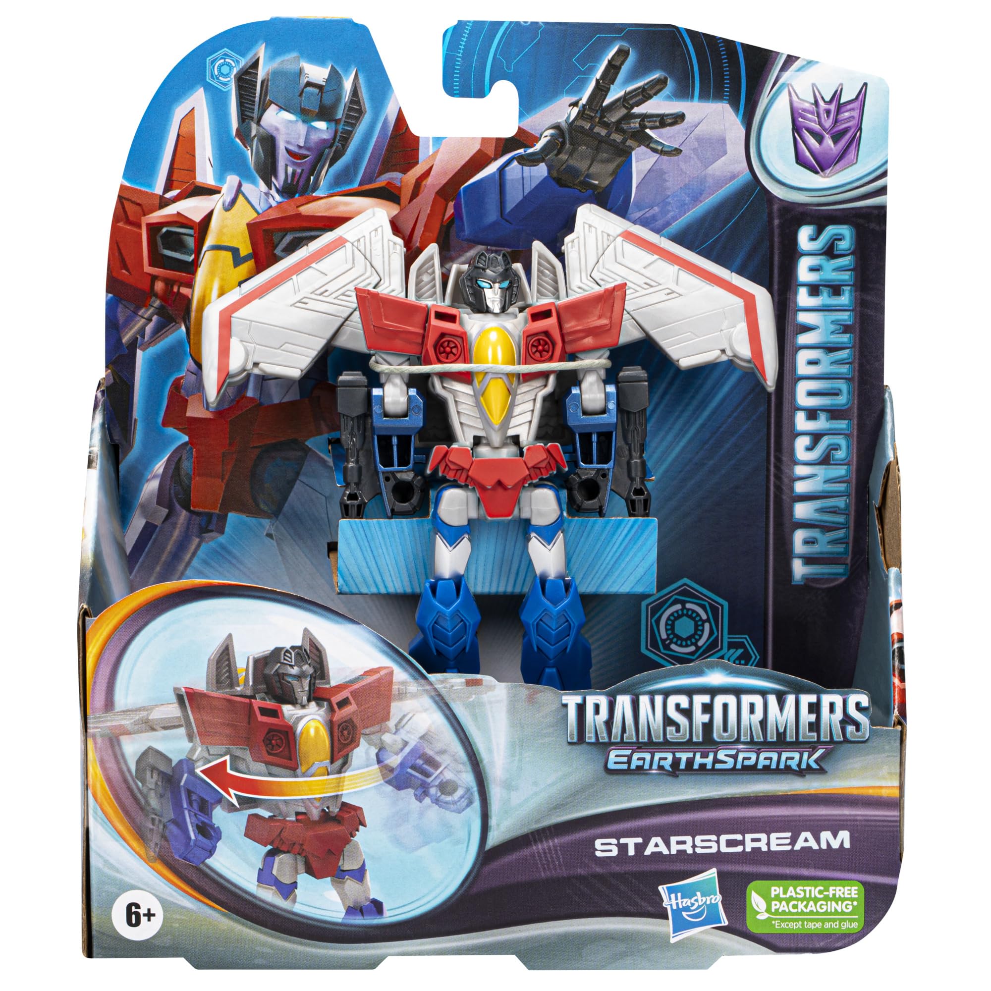 Transformers EarthSpark Starscream toy posed as a jet-ready warrior for adventures