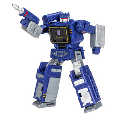 Soundwave cassette player mode shows authentic cassette-function detail for fans and collectors.