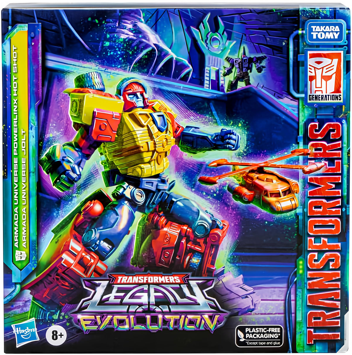 Transformers Hot Shot & Jolt front view, collectible display piece.