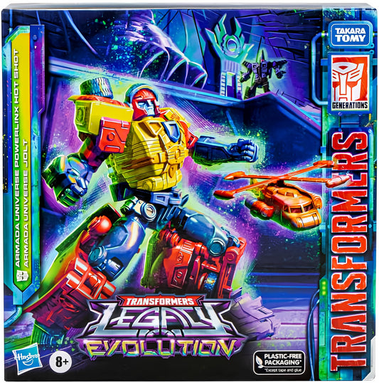Transformers Hot Shot & Jolt front view, collectible display piece.