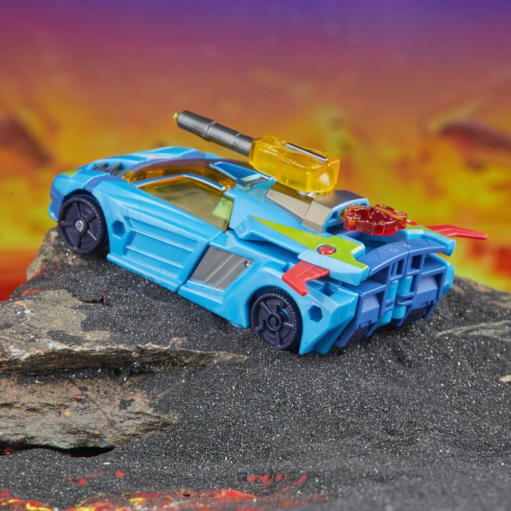 Articulated arms on Transformers Hot Shot support dynamic action stances.
