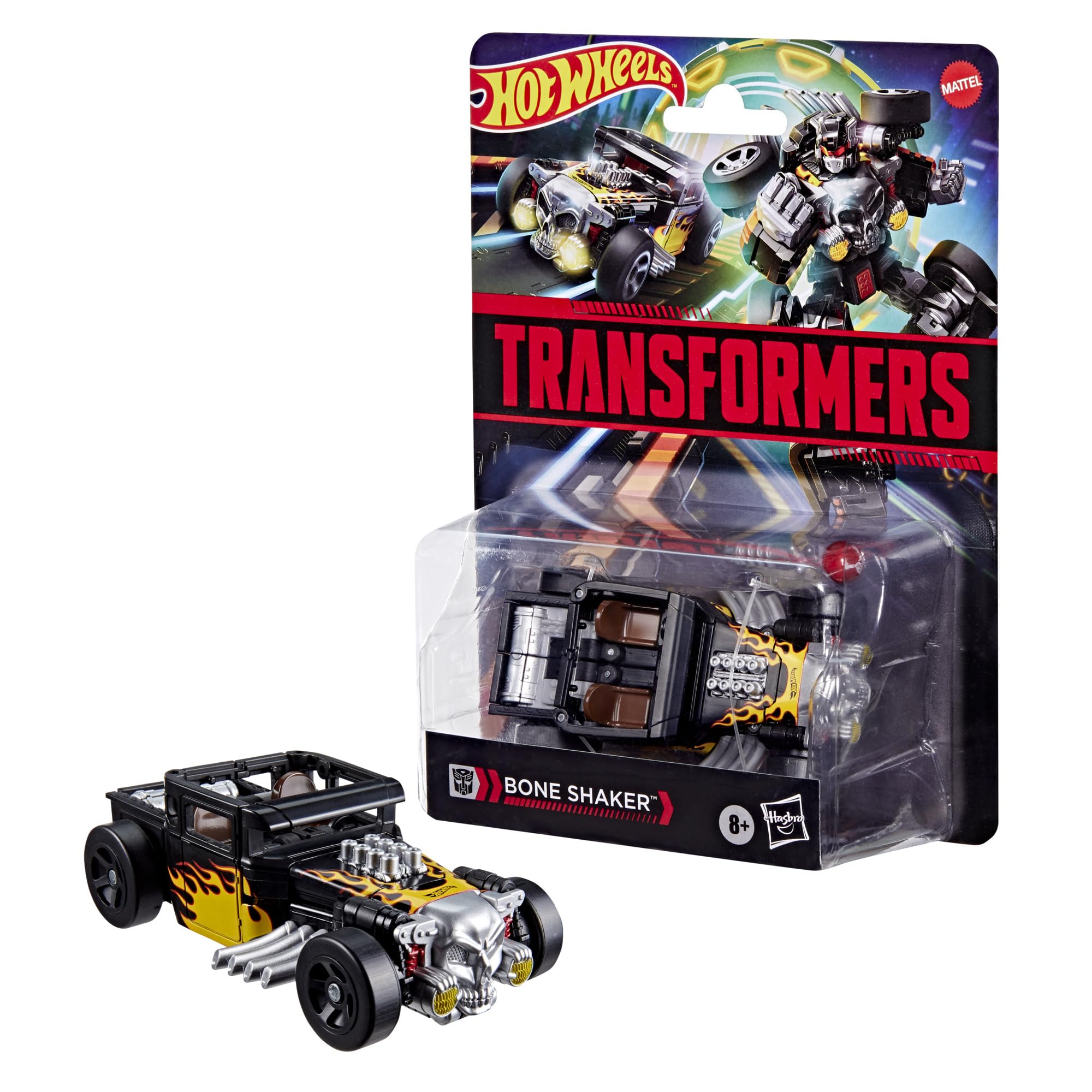 Transformers Hot Wheels Bone Shaker figure in converting mode for play and display