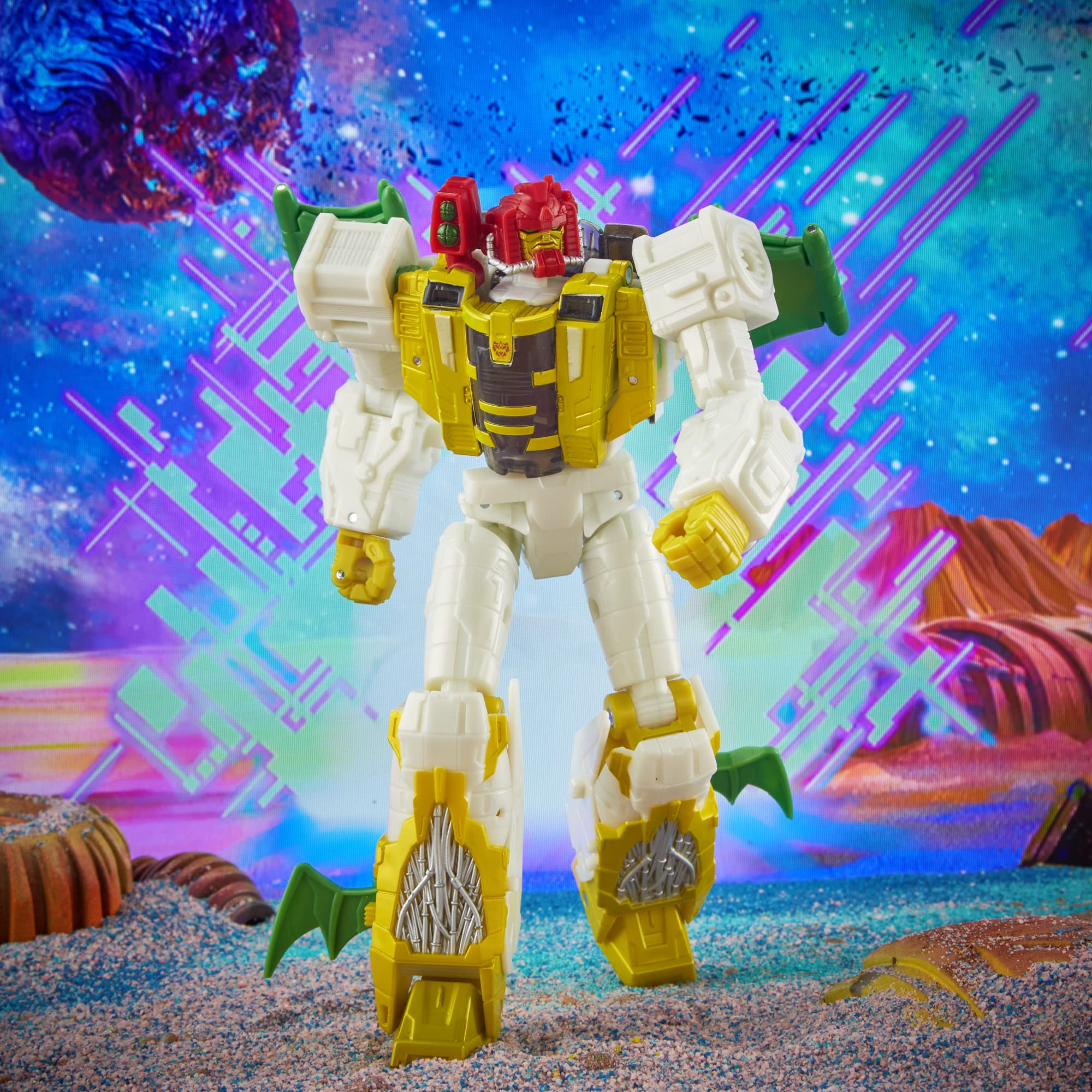 Transformers Jhiaxus with combinable blasters for versatile battle setups.