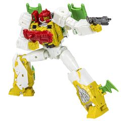 Transformers Jhiaxus in robot mode with detailed G2-inspired deco for immersive play.