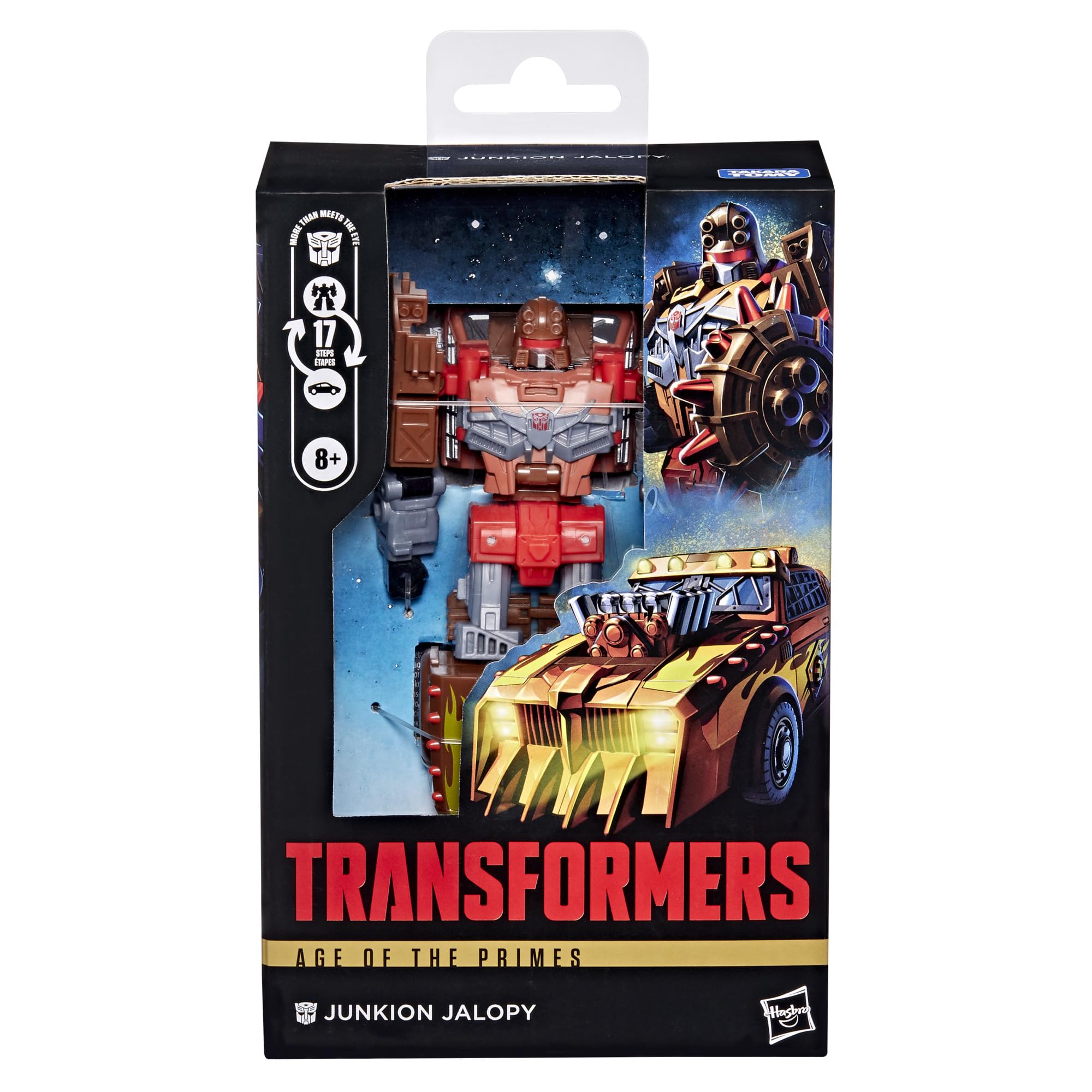 Transformers Junkion Jalopy deluxe figure stands 5.5 inches tall for display.