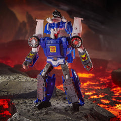 Transformers Kingdom Deluxe WFC-K26 Autobot Tracks packaging and scale for shelf display.