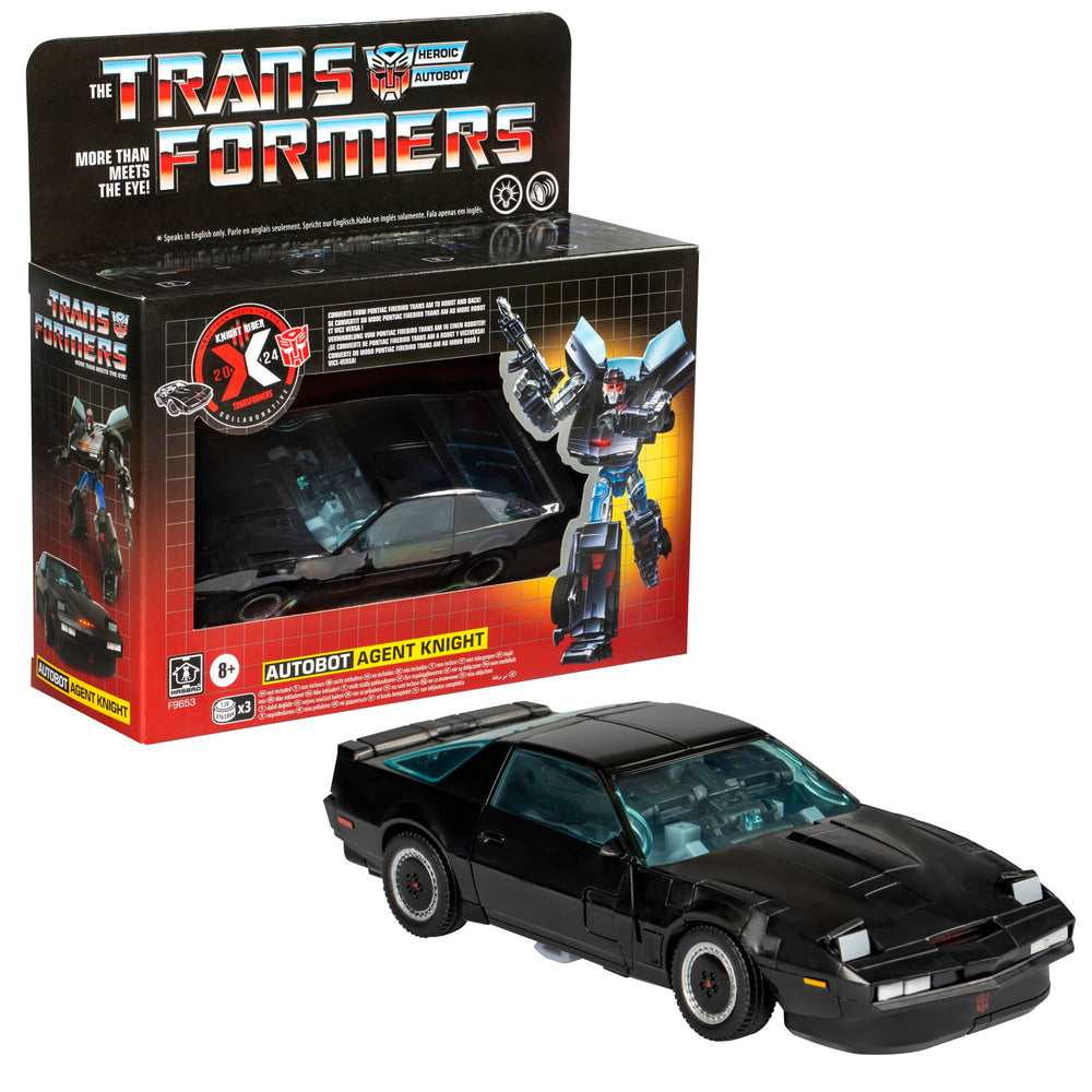 Transformers Autobot Agent Knight features electronic lights and sounds for immersive play.
