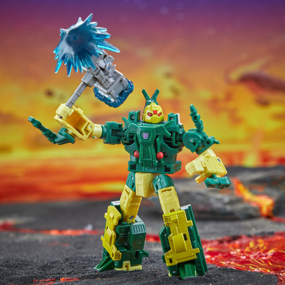 Transformers Legacy Chop Shop beetle mode, compact stance for imaginative play.