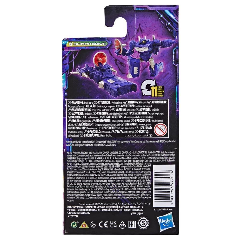 Transformers Legacy Core Shockwave energon-shield accessory enhances play.