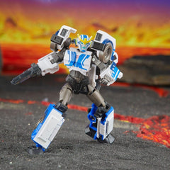 Transformers Legacy EV Deluxe Strong Arm displays authentic detailing for shelf display.
