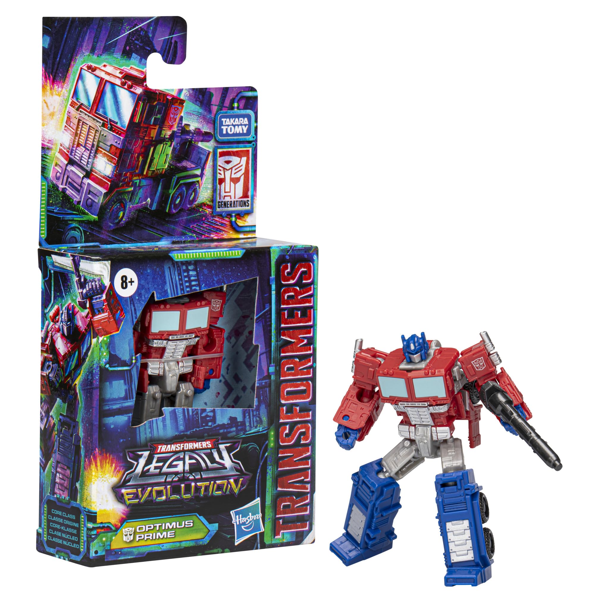 Tech specs scan reveals character data for collect-and-learn moments with Optimus Prime.