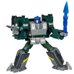 Transformers Legacy Overcharge robot figure in dynamic pose for display and imaginative play.
