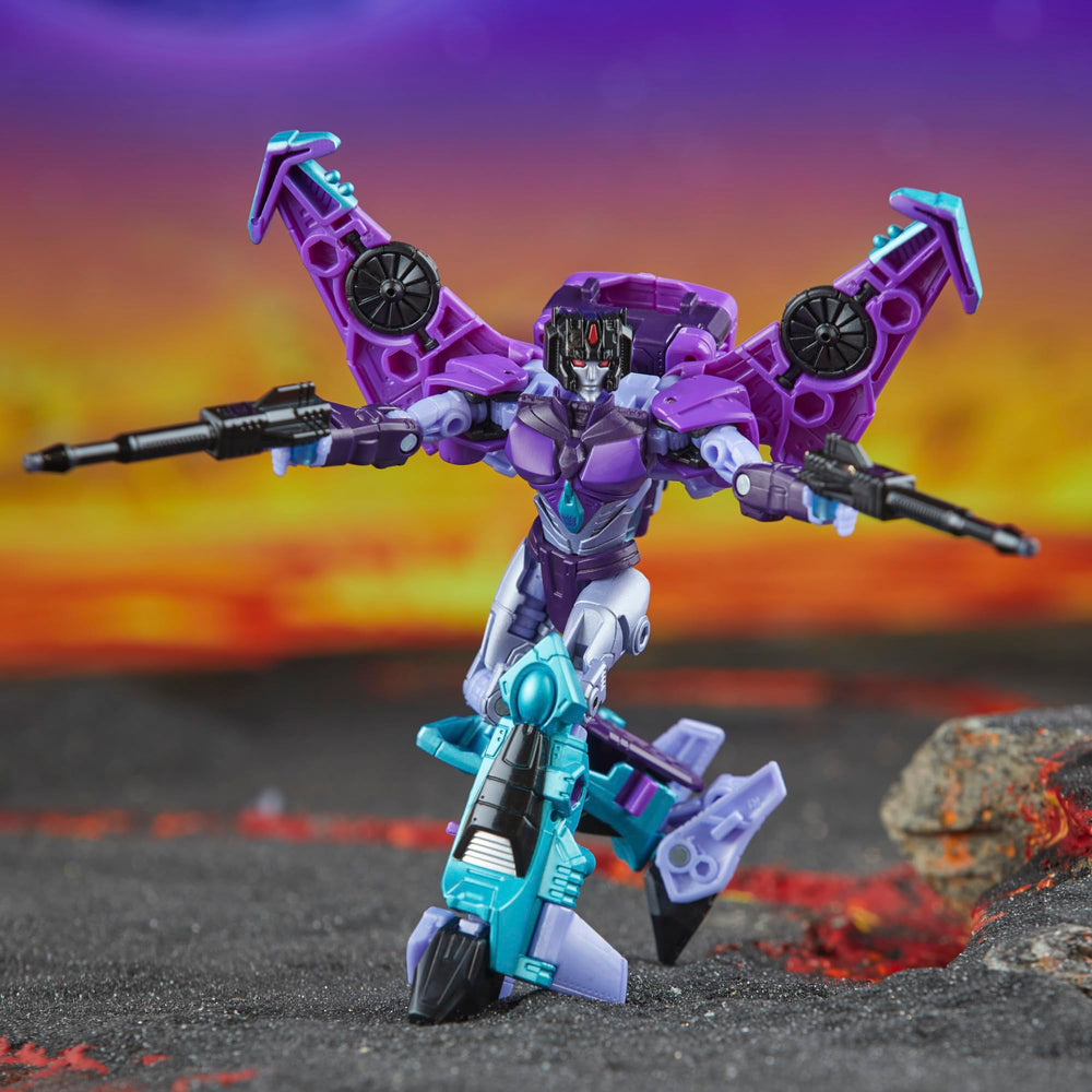 Transformers Legacy Slipstream Deluxe articulated arms and legs support versatile stances.